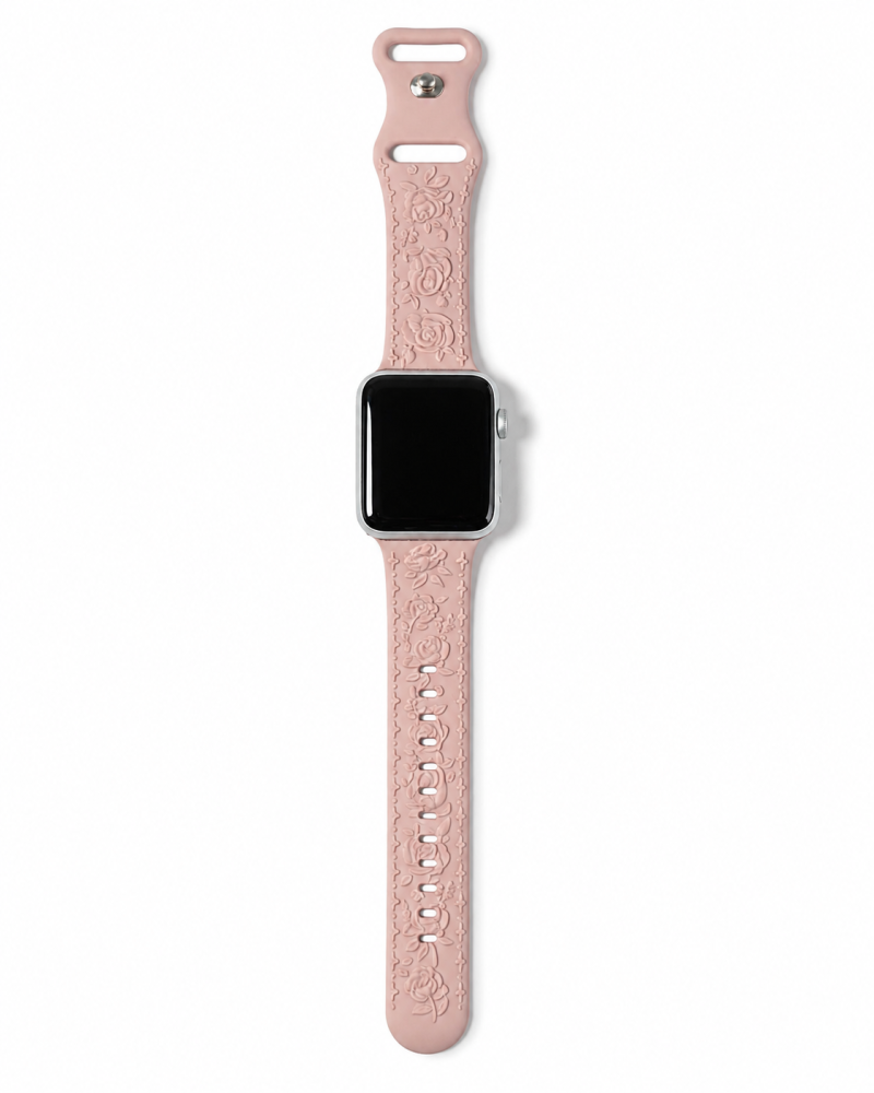 Model wearing FloraFit Sport Band for Apple Watch – Pink Apple Watch band