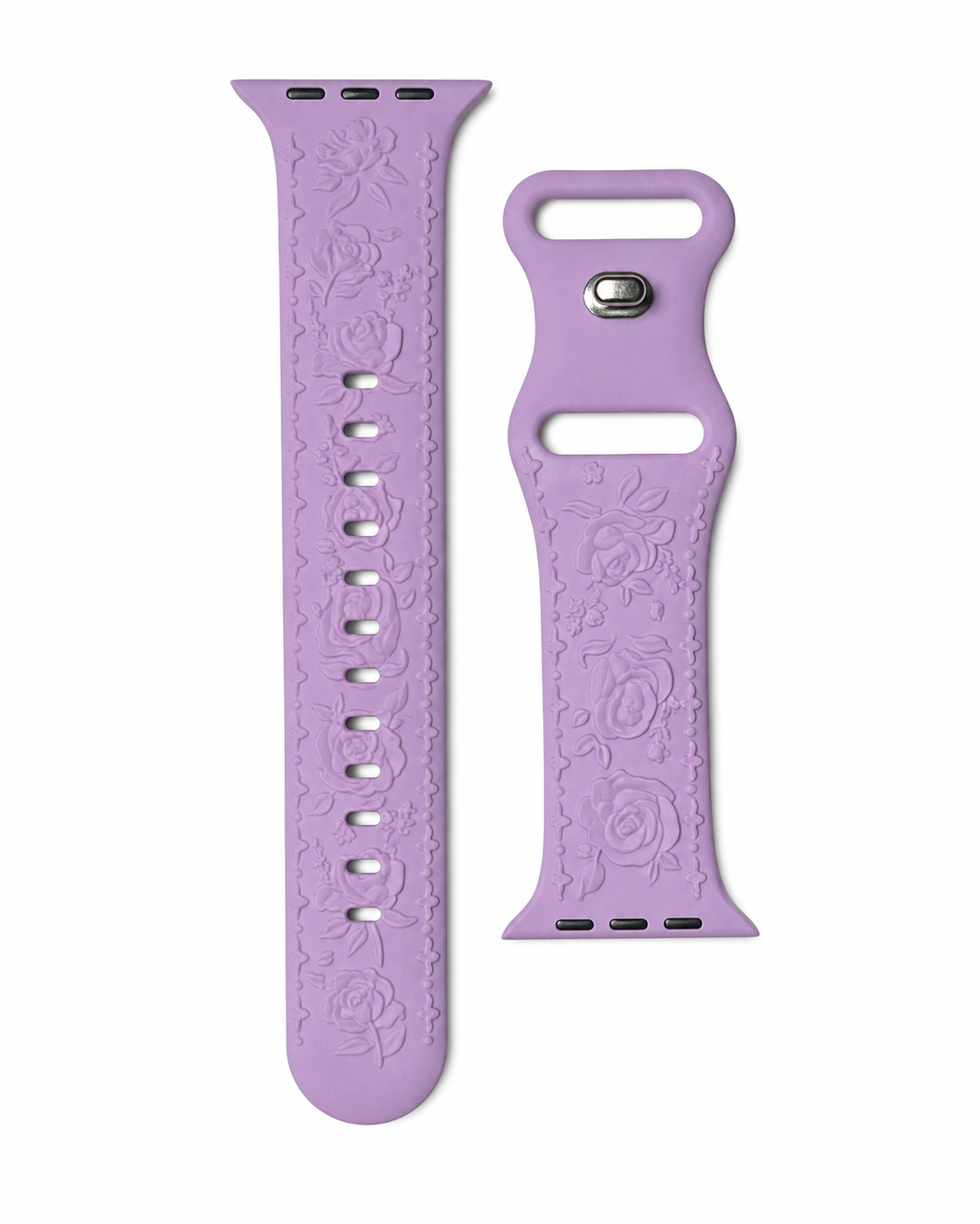 Model wearing FloraFit Sport Band for Apple Watch – Lavender Purple Apple Watch band