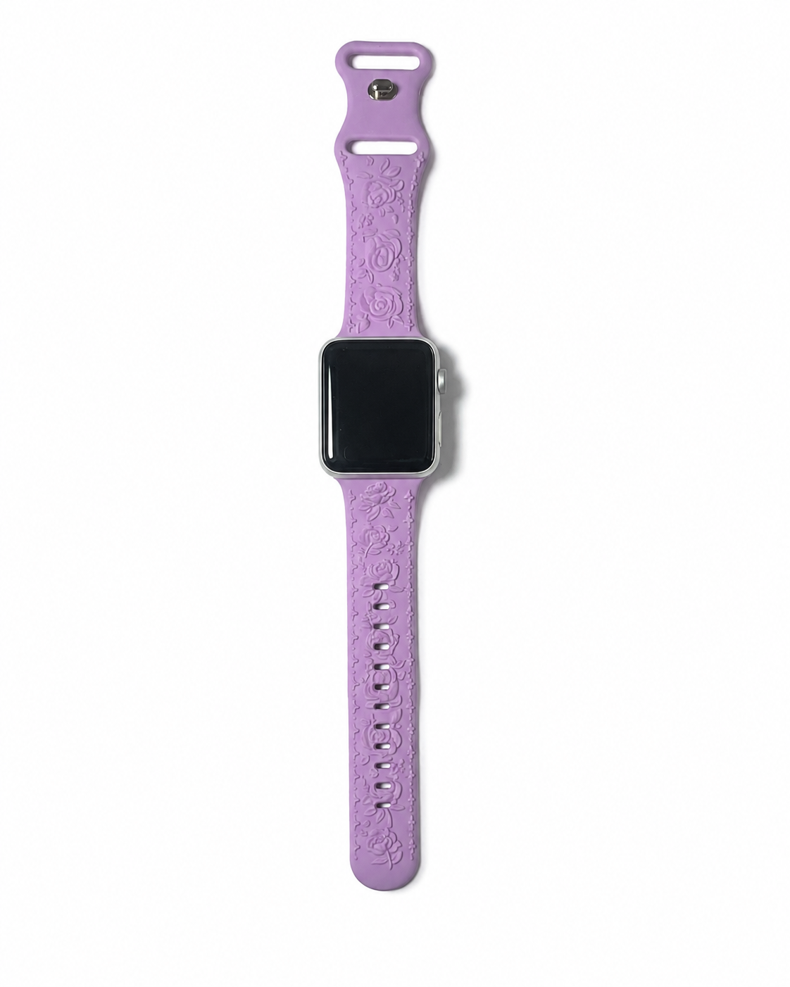 Model wearing FloraFit Sport Band for Apple Watch – Lavender Purple Apple Watch band
