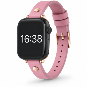 Model wearing Hermione Leather Band for Apple Watch in Pink Apple Watch band