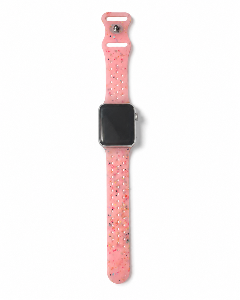Model wearing Jelly Sport Band for Apple Watch – Pink Apple Watch band