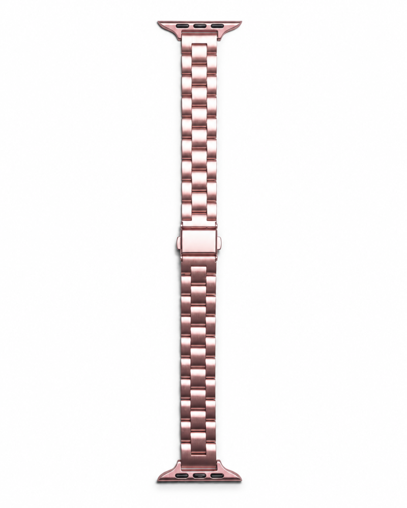 Model wearing Madison Steel Band for Apple Watch – Rose Gold Apple Watch band