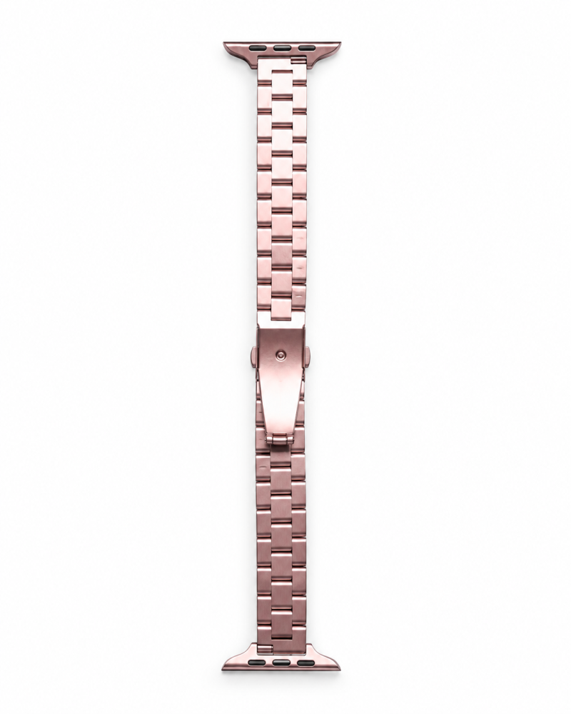 Model wearing Madison Steel Band for Apple Watch – Rose Gold Apple Watch band