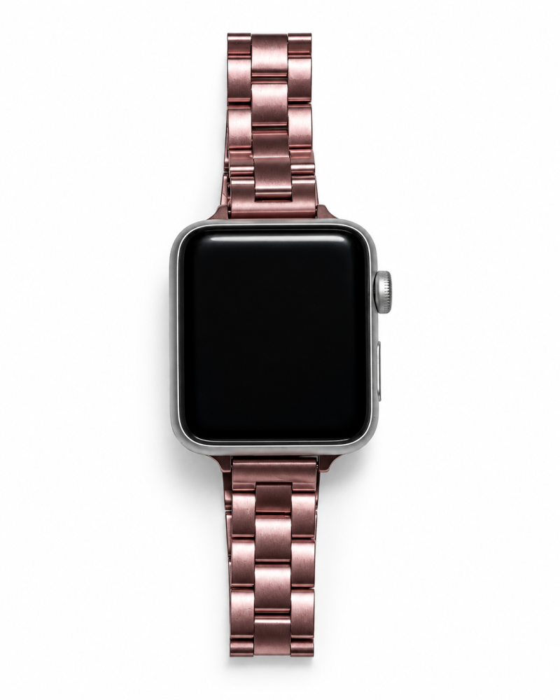 Model wearing Madison Steel Band for Apple Watch – Rose Gold Apple Watch band