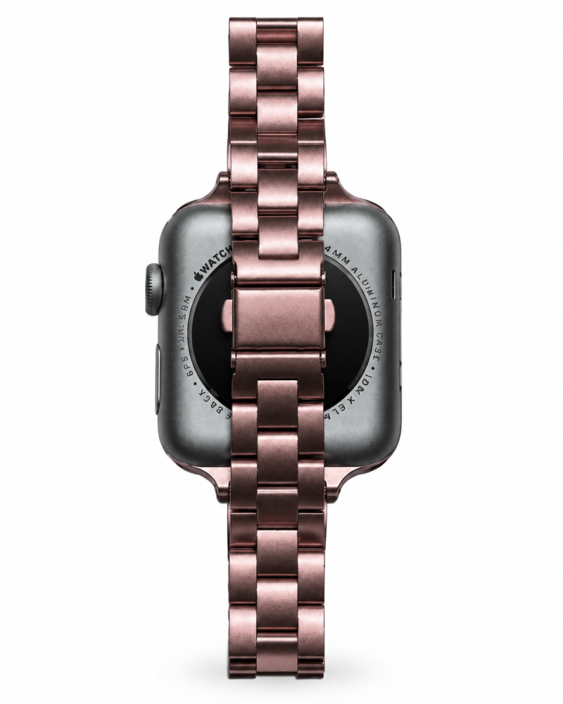 Model wearing Madison Steel Band for Apple Watch – Rose Gold Apple Watch band