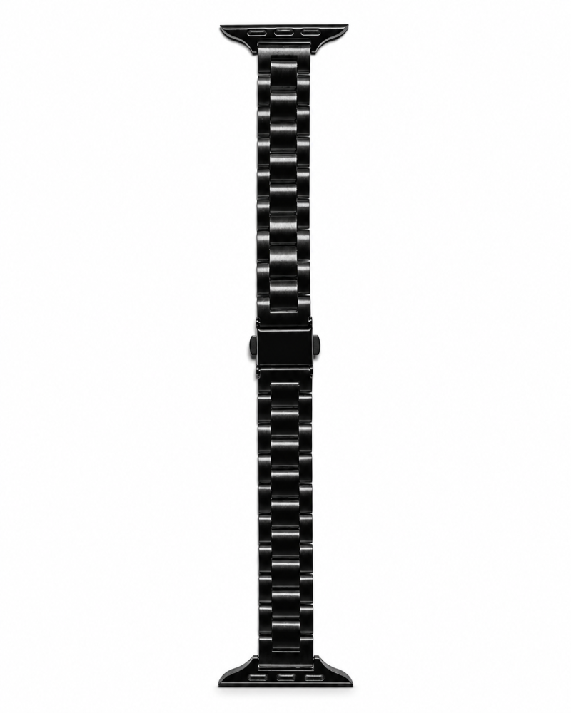 Model wearing Madison Steel Band for Apple Watch – Black Apple Watch band