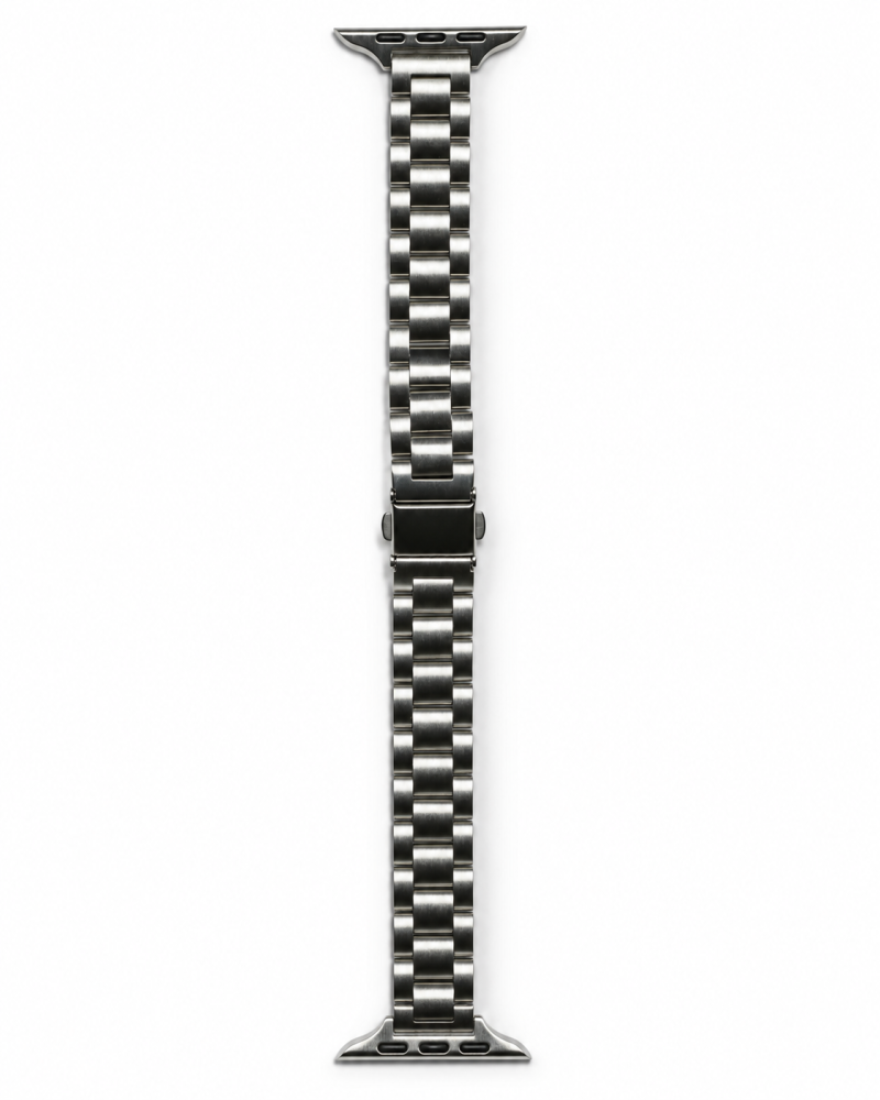 Model wearing Madison Steel Band for Apple Watch – Silver Apple Watch band
