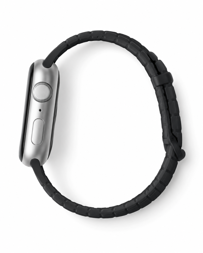 Model wearing Paw Print Magnetic Band for Apple Watch – Black Apple Watch band