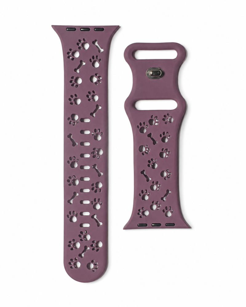 Model wearing Pooch Perfect Sport Band for Apple Watch – Smoky Purple Apple Watch band