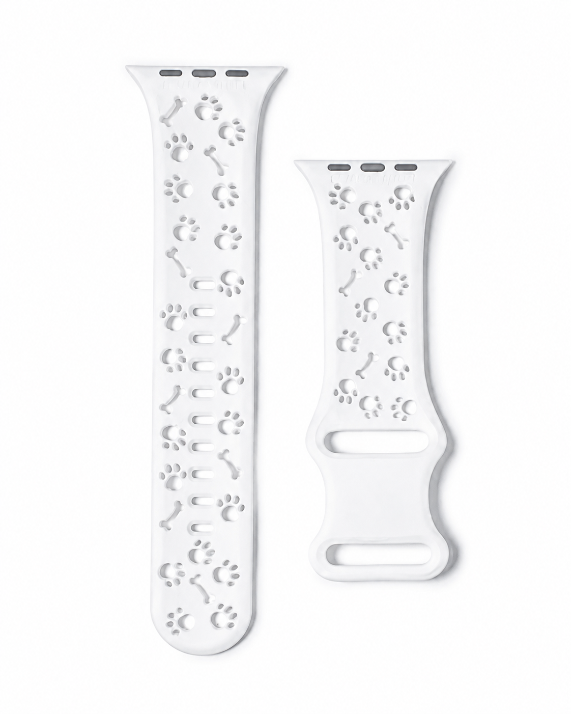 Model wearing Pooch Perfect Sport Band for Apple Watch – White Apple Watch band