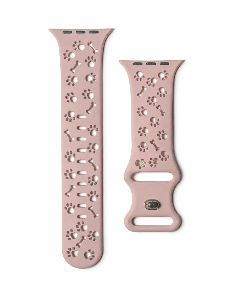 Model wearing Pooch Perfect Sport Band for Apple Watch – Pink Sand Apple Watch band