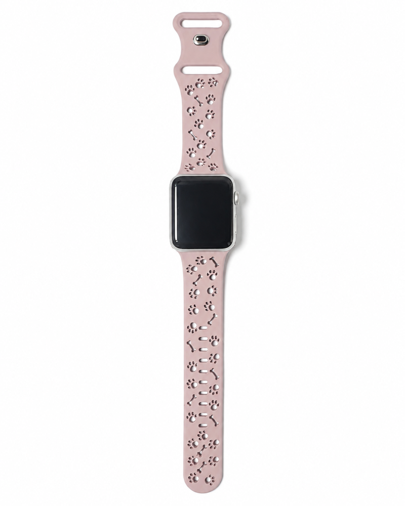 Model wearing Pooch Perfect Sport Band for Apple Watch – Pink Sand Apple Watch band