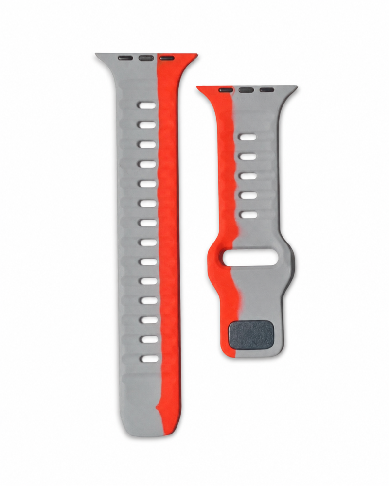 Model wearing Sport Strap Raw for Apple Watch – Orange Light Gray Apple Watch band