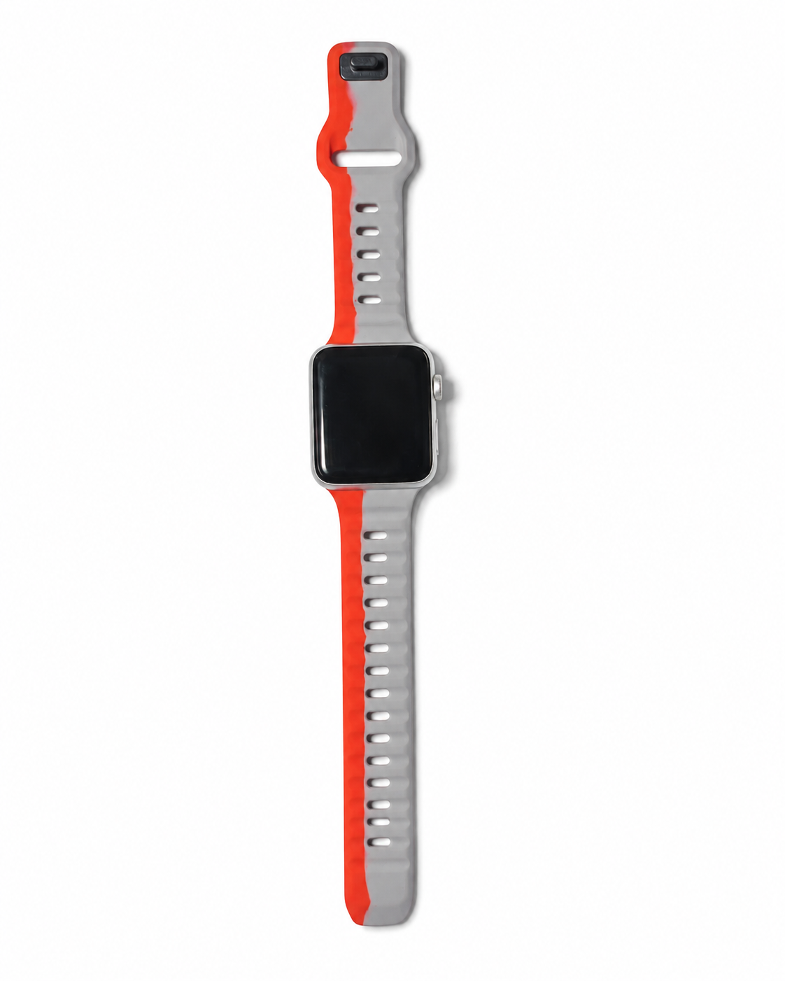 Model wearing Sport Strap Raw for Apple Watch – Orange Light Gray Apple Watch band