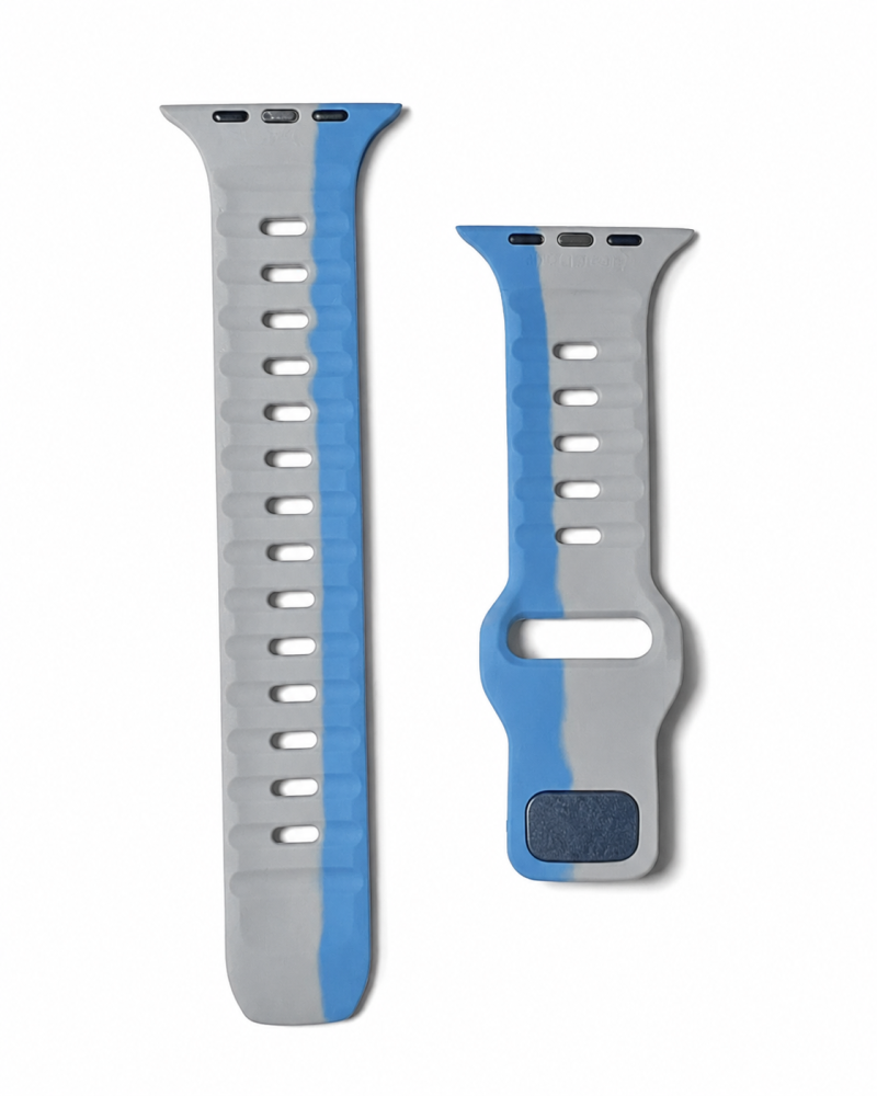 Model wearing Sport Strap Raw for Apple Watch – Blue Light Gray Apple Watch band