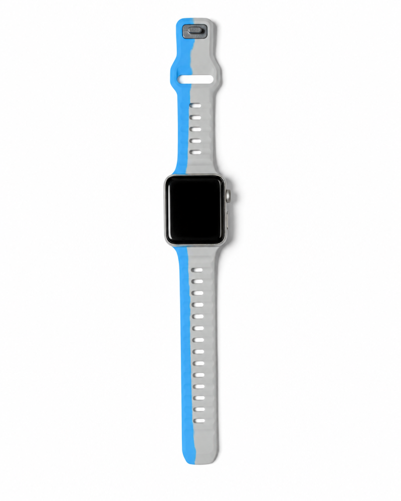 Model wearing Sport Strap Raw for Apple Watch – Blue Light Gray Apple Watch band