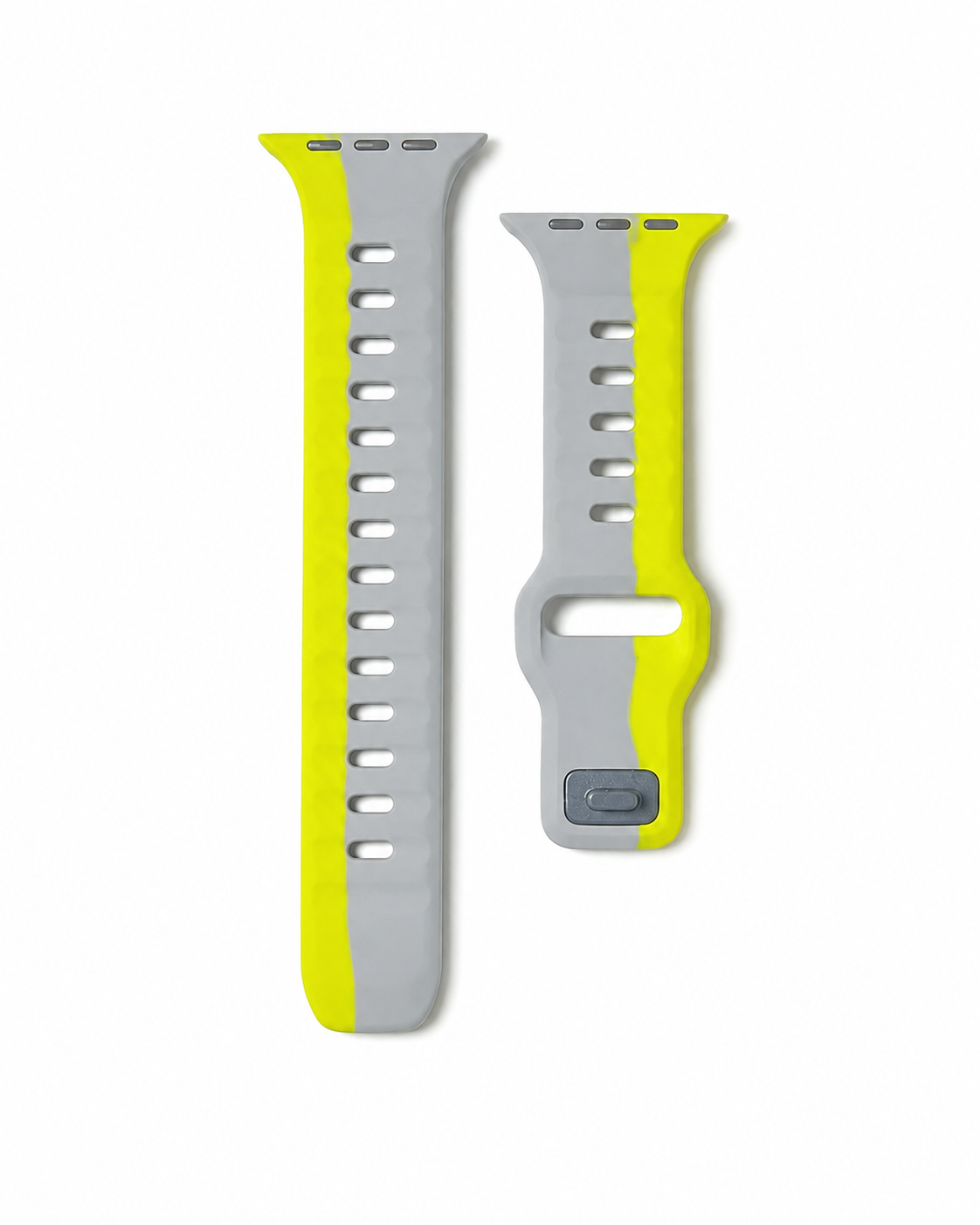 Model wearing Sport Strap Raw for Apple Watch – Fluorescent Light Gray Apple Watch band