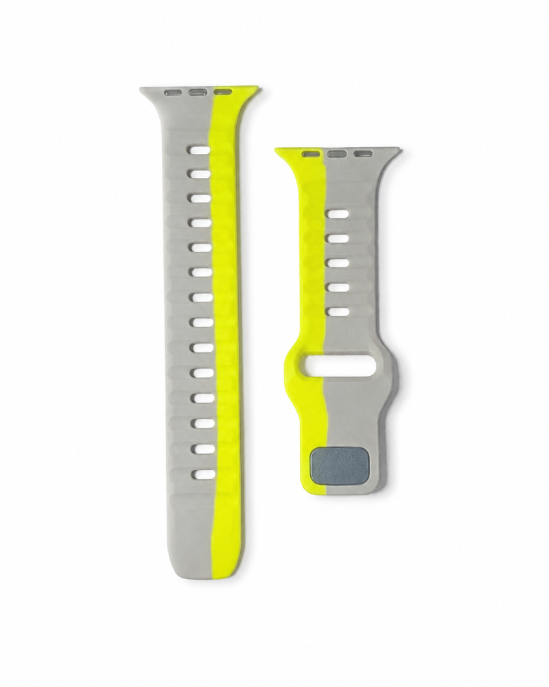 Model wearing Sport Strap Raw for Apple Watch – Fluorescent Light Gray Apple Watch band