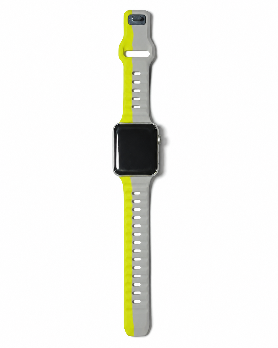 Model wearing Sport Strap Raw for Apple Watch – Fluorescent Light Gray Apple Watch band