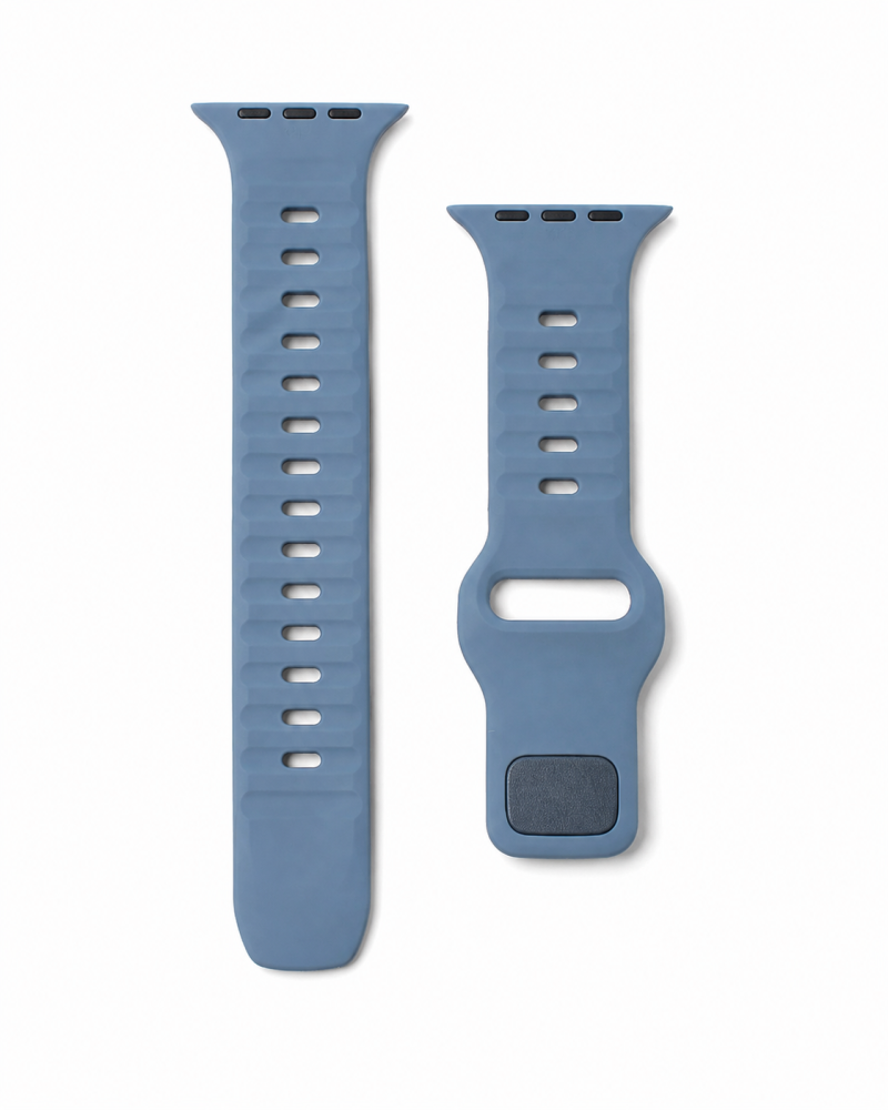 Model wearing Sport Strap Raw for Apple Watch – Ocean Blue Apple Watch band
