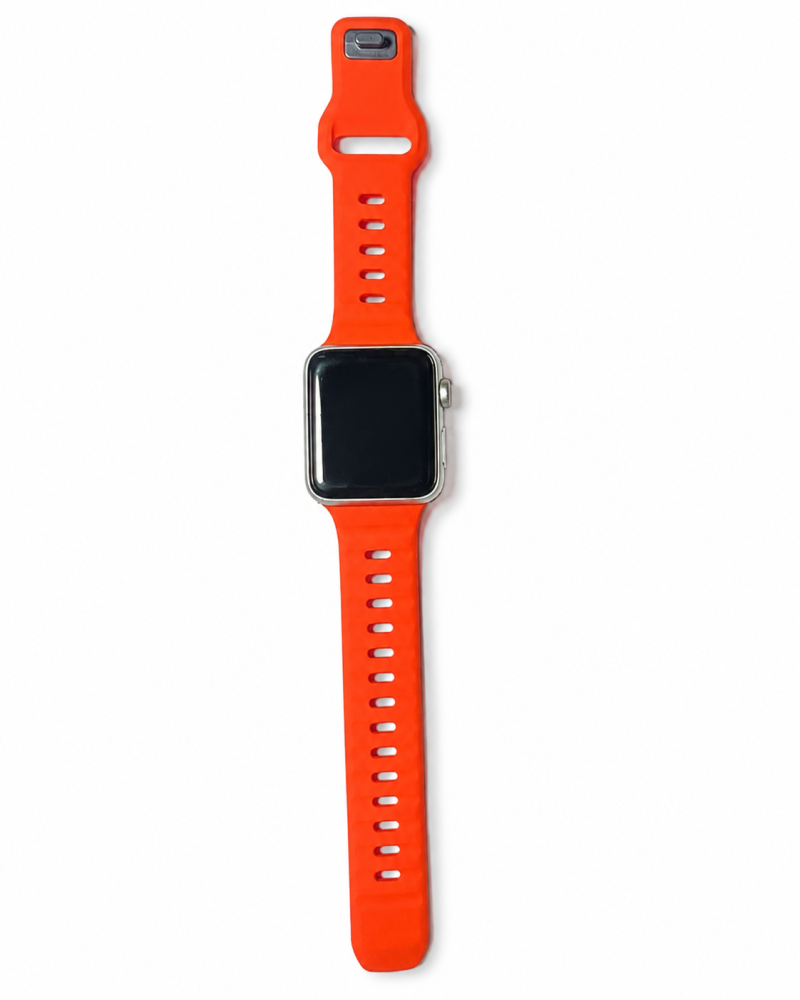 Model wearing Sport Strap Raw for Apple Watch – Orange Apple Watch band