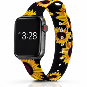Model wearing Sunflower Printed Sport Band for Apple Watch Apple Watch band