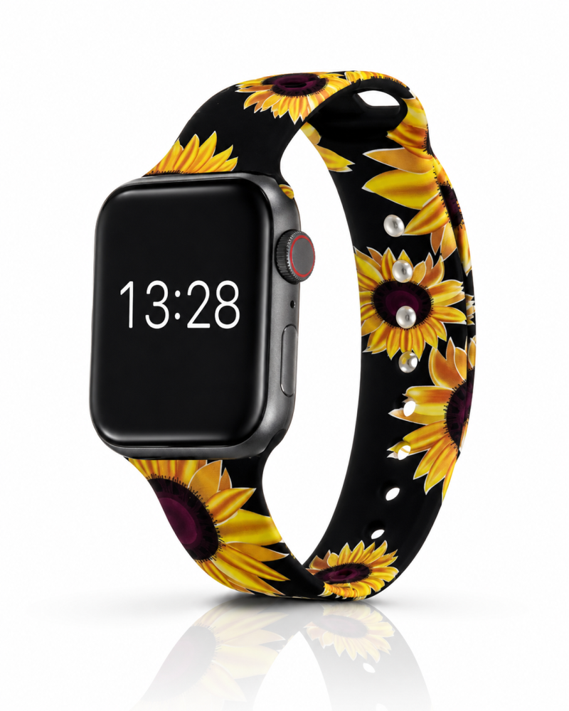Model wearing Sunflower Printed Sport Band for Apple Watch Apple Watch band