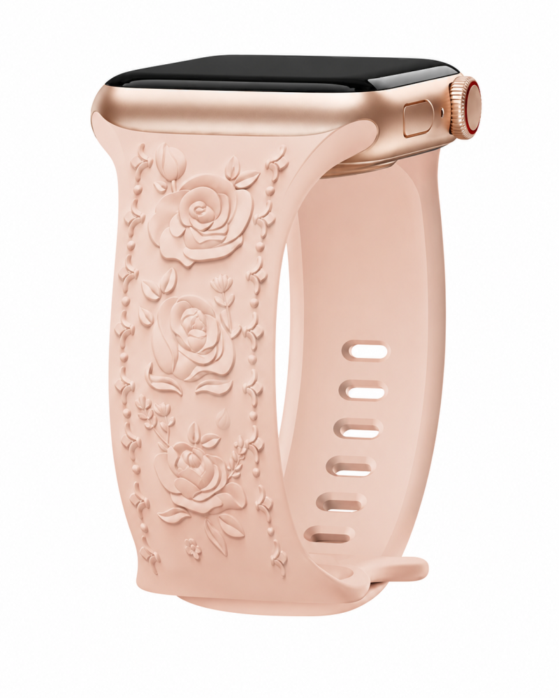 Model wearing FloraFit Sport Band for Apple Watch – Pink Apple Watch band