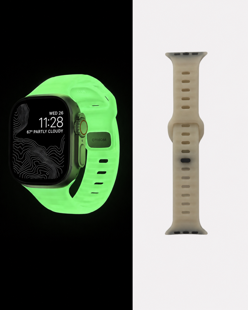 Model wearing Sport Strap Raw for Apple Watch – Glow in the Dark Apple Watch band