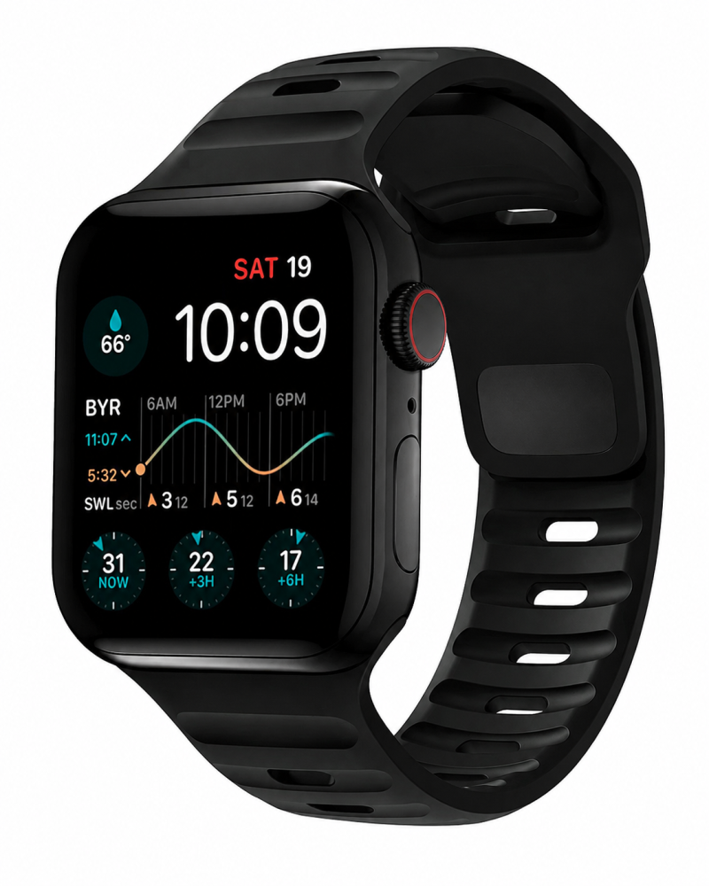 Model wearing Sport Strap Raw for Apple Watch – Ocean Blue Apple Watch band