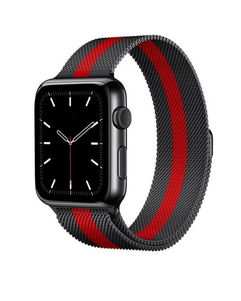 Stripe Black Red Black Milanese Loop for Apple Watch