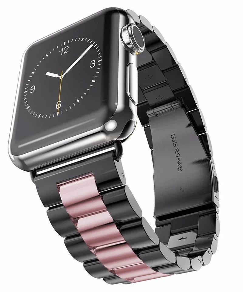 Black Rose Pink Stainless Steel Band for Apple Watch