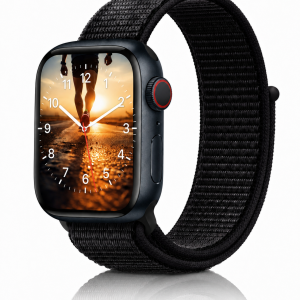 Model wearing Black Sport Loop Active Band For Apple Watch Apple Watch band