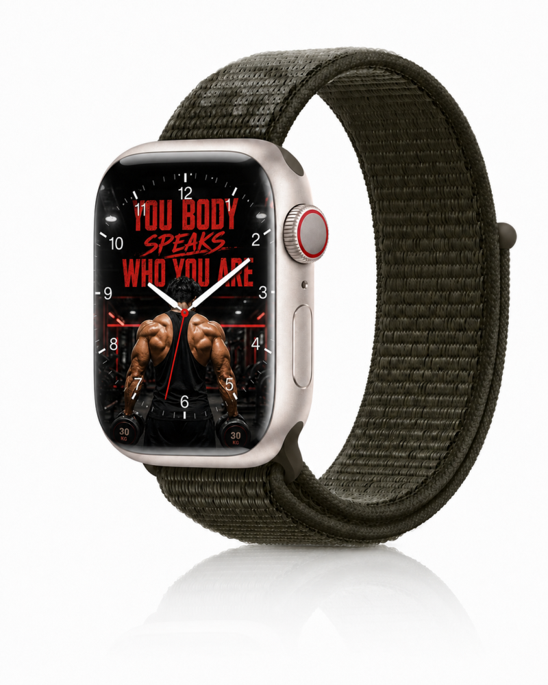 Model wearing Cargo Sport Loop Active Band For Apple Watch Apple Watch band