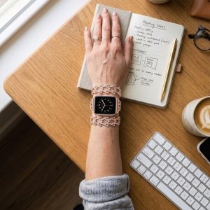 Model wearing Genevieve Bracelet Band For Apple Watch – Rose Gold Apple Watch band