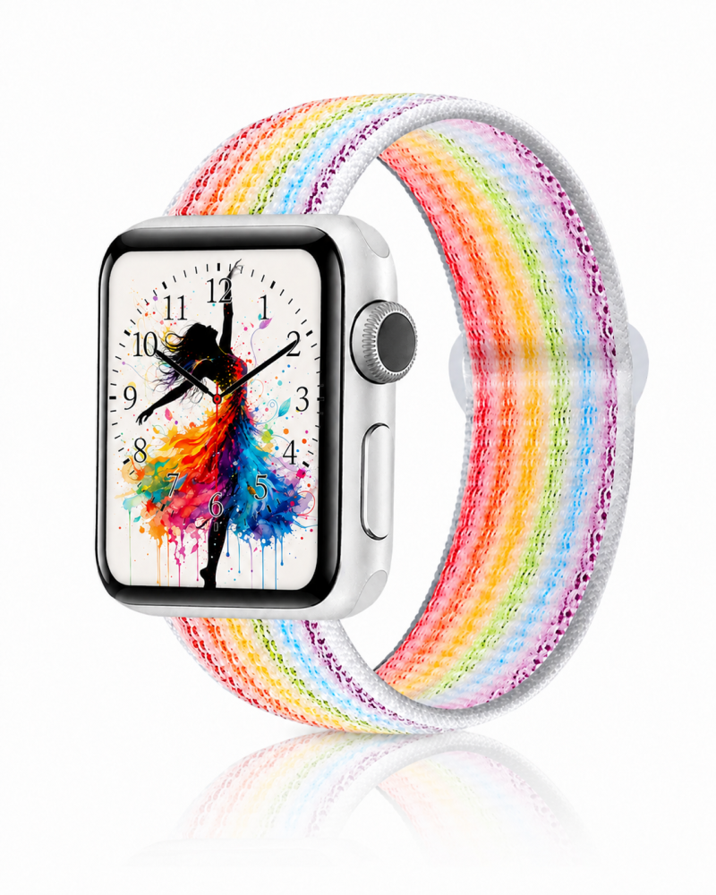 Model wearing Light Pride Sport Loop Band For Apple Watch Apple Watch band