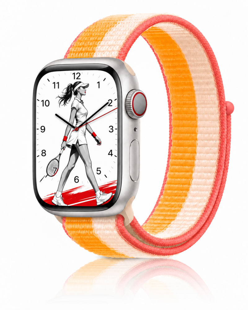 Model wearing Maize White Sport Loop Band For Apple Watch Apple Watch band