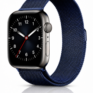 Model wearing Midnight Blue Milanese Loop for Apple Watch Apple Watch band