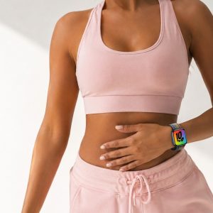 Model wearing Pride Edition Sport Loop Active Band For Apple Watch Apple Watch band