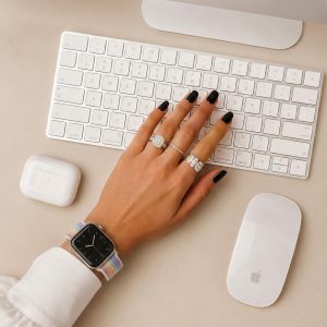Model wearing Pride Edition Sport Loop Band For Apple Watch Apple Watch band
