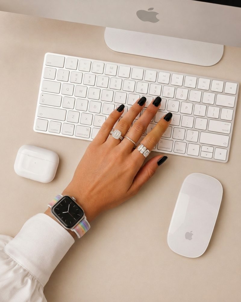 Model wearing Pride Edition Sport Loop Band For Apple Watch Apple Watch band