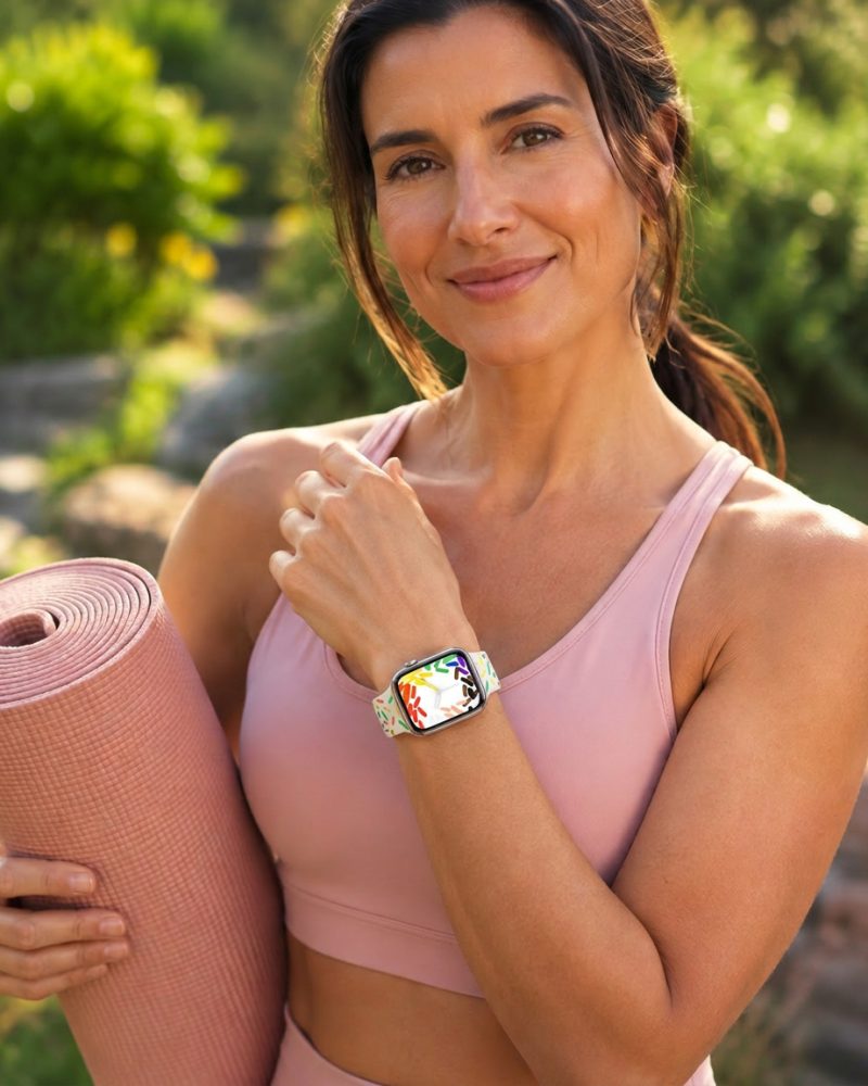 Model wearing Pride Sport Band for Apple Watch Apple Watch band