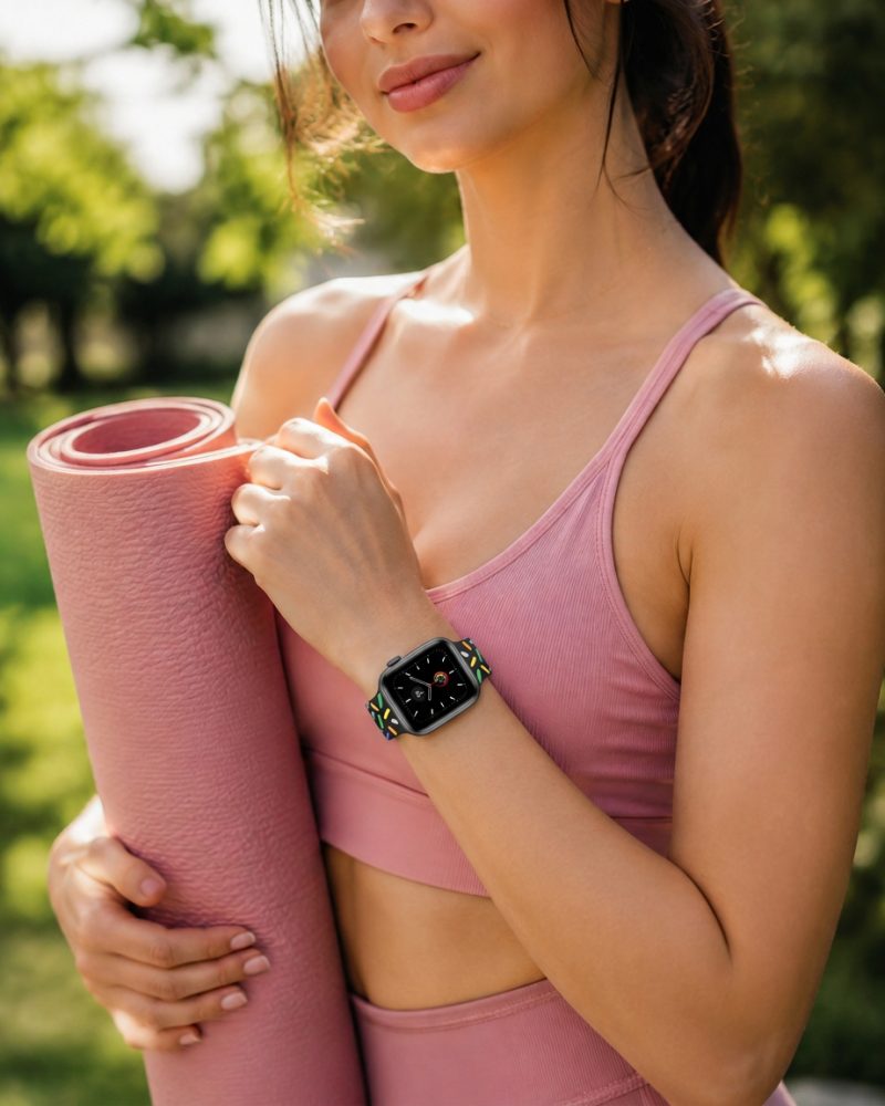 Model wearing Pride Sport Band for Apple Watch in Black Apple Watch band