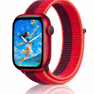 Model wearing Red / Dark Cherry Sport Loop For Apple Watch Apple Watch band