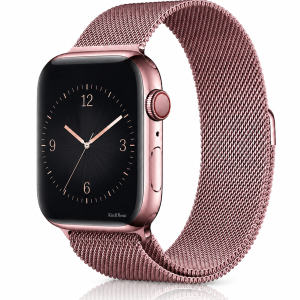 Model wearing Rose Pink Milanese Loop for Apple Watch Apple Watch band