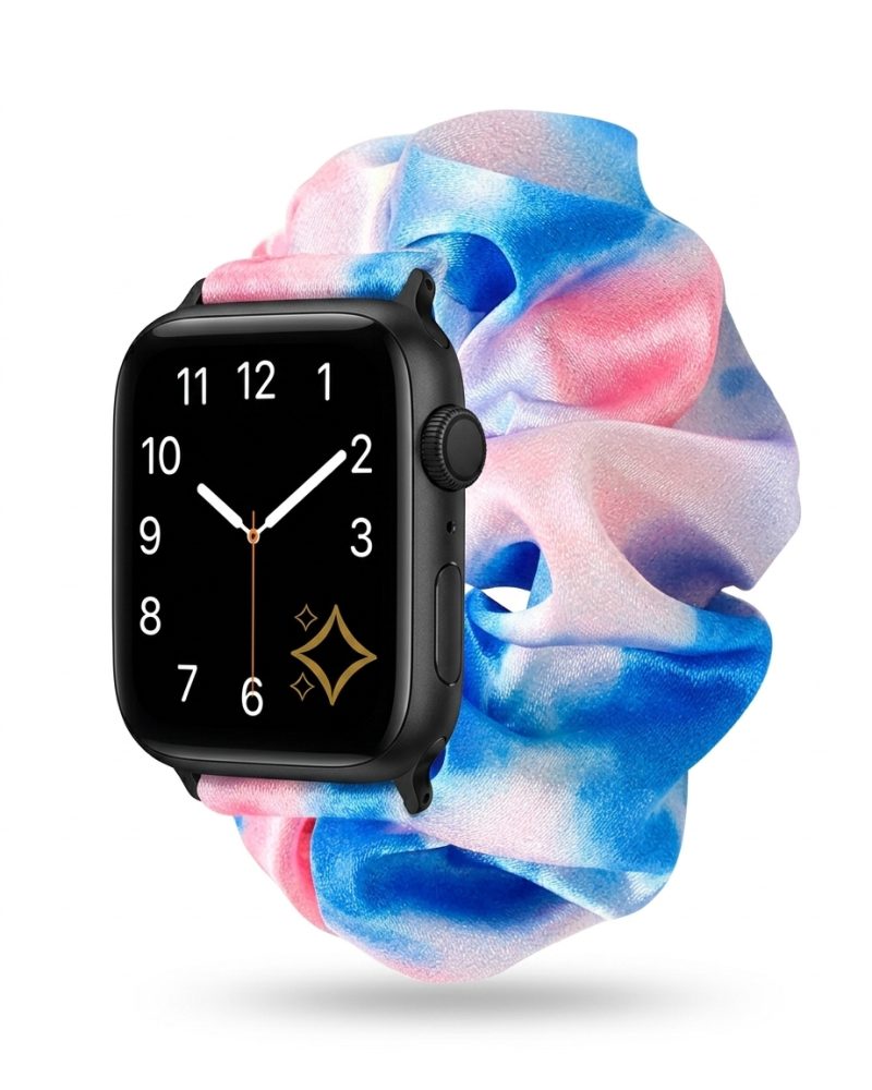 Satin Scrunchie Band for Apple Watch - Dreamy Blue White