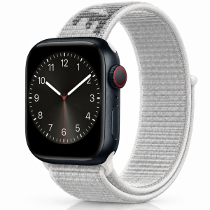 Model wearing Summit White Sport Loop Active For Apple Watch Apple Watch band