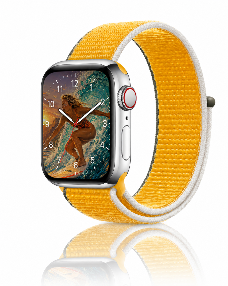 Model wearing Sunflower Sport Loop Band For Apple Watch Apple Watch band