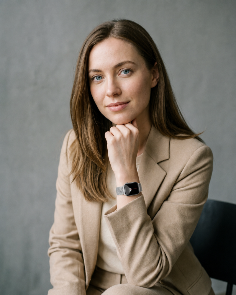 Alternative view of Zoe Magnetic Band for Apple Watch - Silver Metal Apple Watch Band